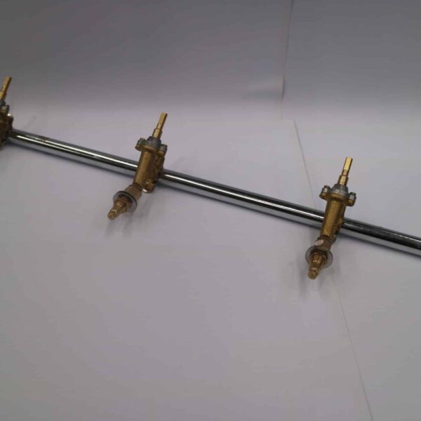 3 Burner Manifold, Ni Plate, c/w Gas Valves